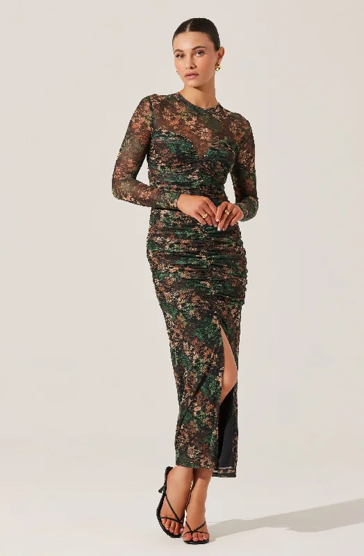 Mesh Sweetheart Ruched Maxi Dress Classic Strapless Maxi Dress