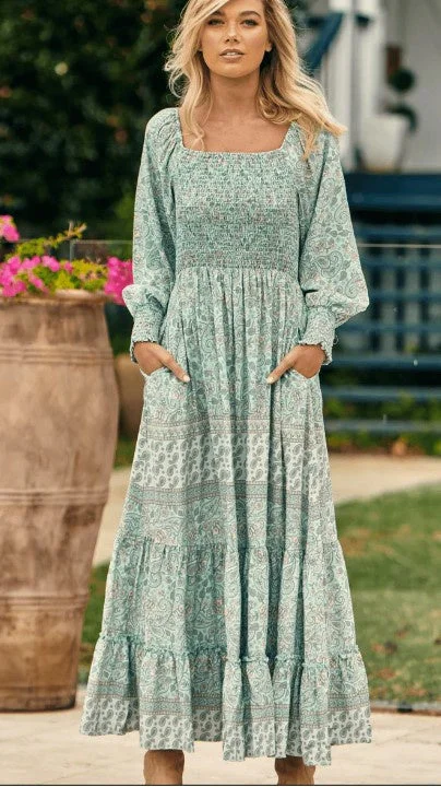 MINT paisley Aquarius maxi dress Trendy Maxi Dress with Lace