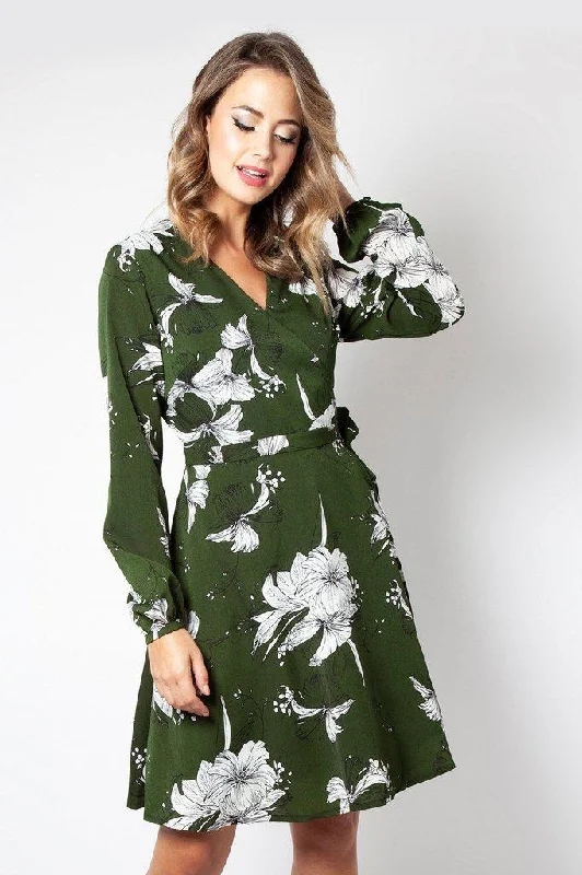 Molly Floral Wrap Dress Trendy Halter Wrap Dress