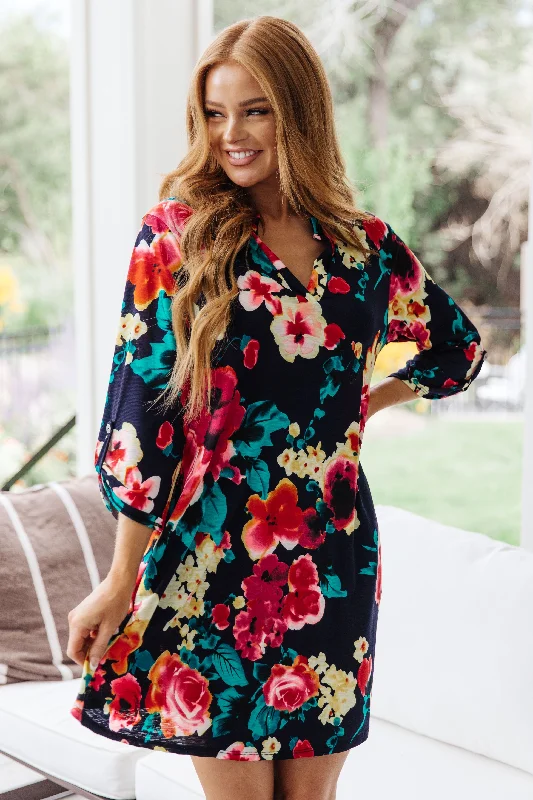 Moonlit Garden Floral Mini Dress Comfortable Off-Shoulder Mini Dress