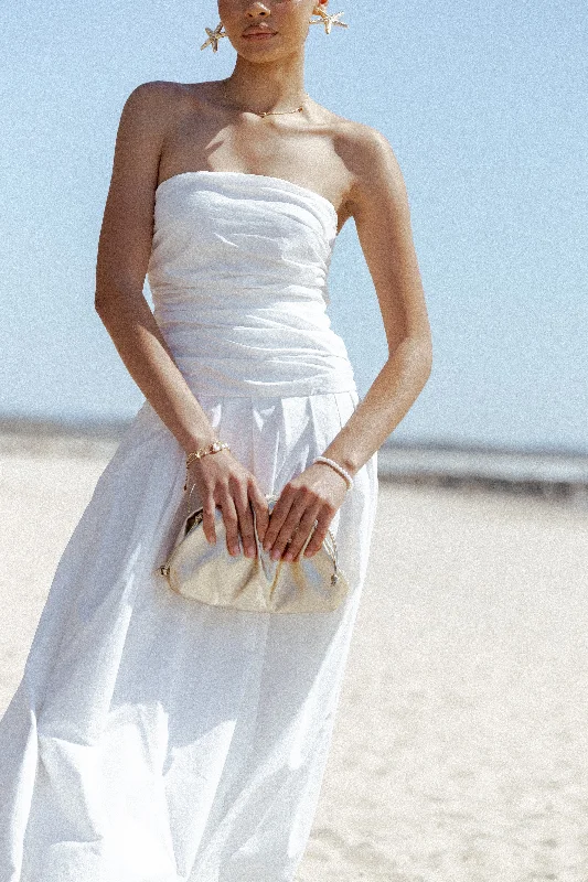 Nell Strapless Maxi Dress - White Trendy Maxi Dress with Lace