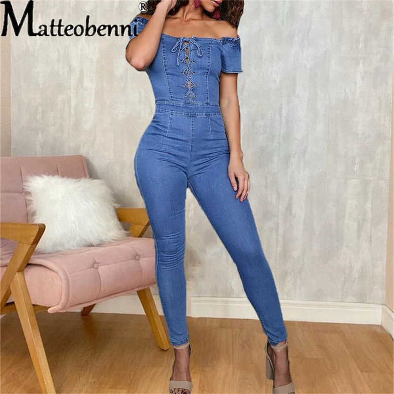 Off Shoulder Solid Ladies Lace Up Casual Street Bodysuit Stylish Low-Cut Bodysuit