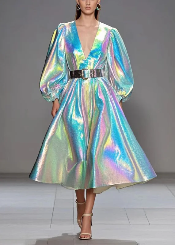 Original Design Silvery Cinched Exra Large Hem Maxi Dresses Fall Classic A-Line Maxi Dress