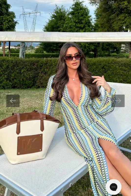 PIRYA GREEN KNIT MAXI DRESS COVER UP Trendy Printed Maxi Dress