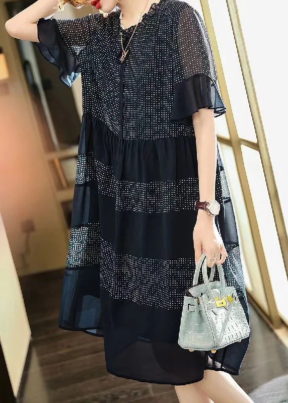 Plus Size Black Print Chiffon Maxi Dress Summer Stylish Boho Chic Maxi Dress