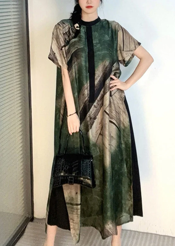 Plus Size Green Print Patchwork Maxi Dresses Short Sleeve Elegant Wraparound Maxi Dress Plus Size Green Print Patchwork Maxi Dresses Short Sleeve Elegant Wraparound Maxi Dress