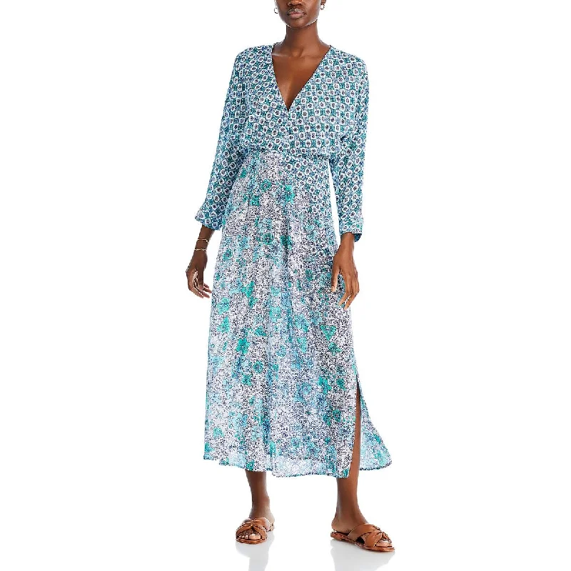Poupette St Barth Womens Ilona Floral Dolman Sleeve Maxi Dress Stylish Longline Maxi Dress