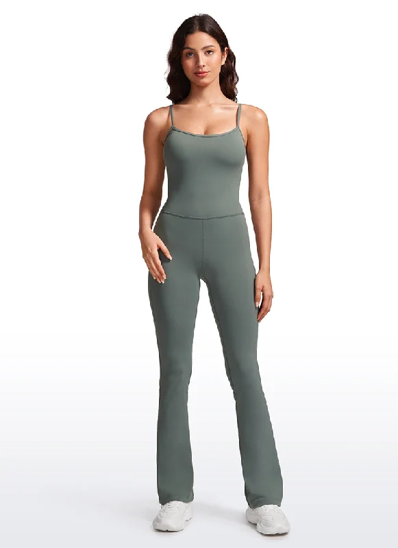 Butterluxe Flare Jumpsuits Build-in Bra Bodysuits 30'' Elegant Bodysuit with Chiffon