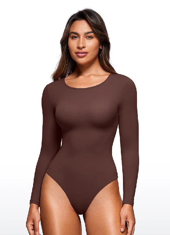 Butterluxe Long Sleeve  Crew Neck Bodysuits Trendy Off-Shoulder Bodysuit