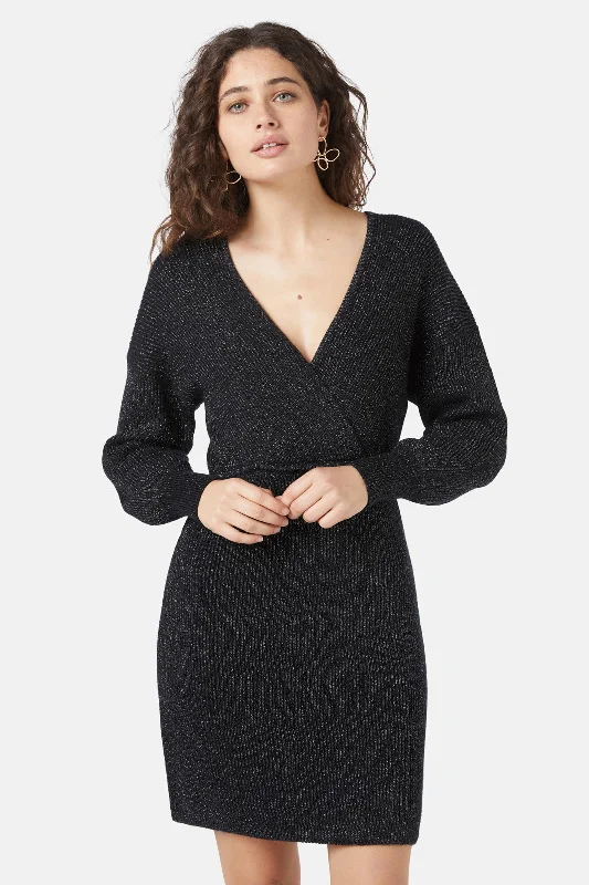 Ribbed Knit Wrap Dress Chic Double-Wrap Dress