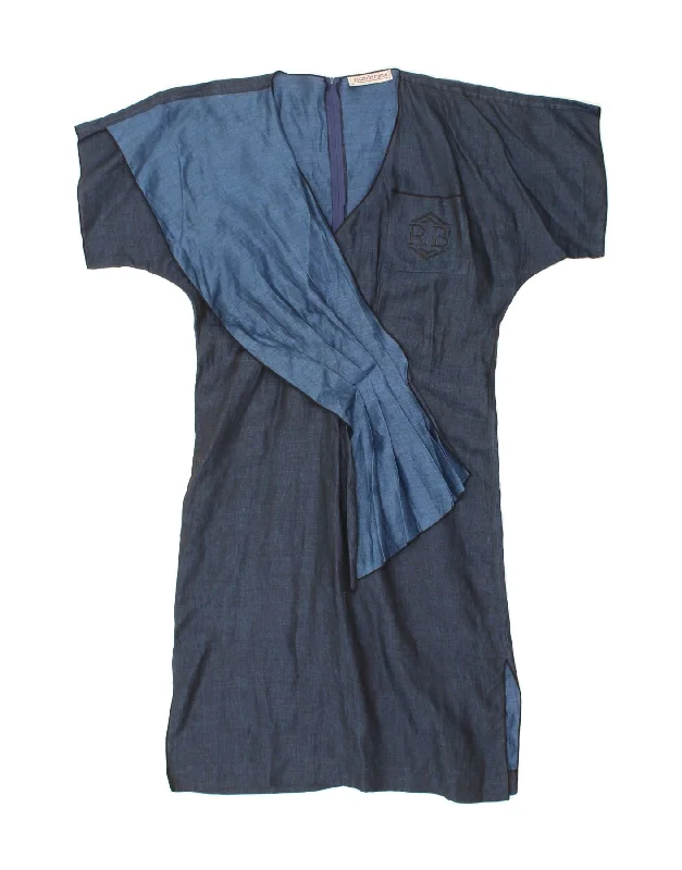ROCCOBAROCCO Womens Maxi Dress IT 48 XL Navy Blue Linen Cozy Knitted Maxi Dress