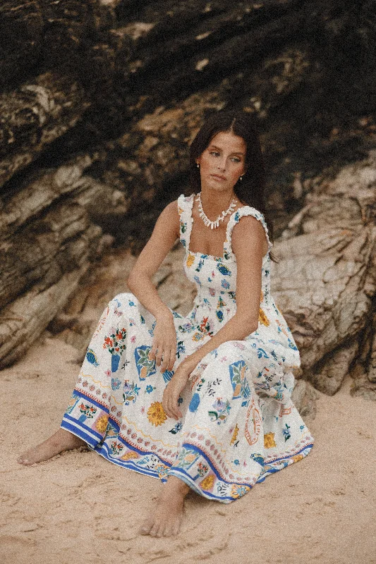 Serafina Maxi Dress - Portofino Comfortable Cotton Maxi Dress