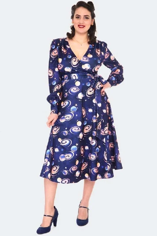 Space Chic Wrap Dress Stylish Belted Wrap Dress