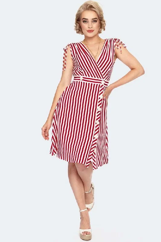 Stripe Wrap Dress Elegant Silk-Wrap Dress