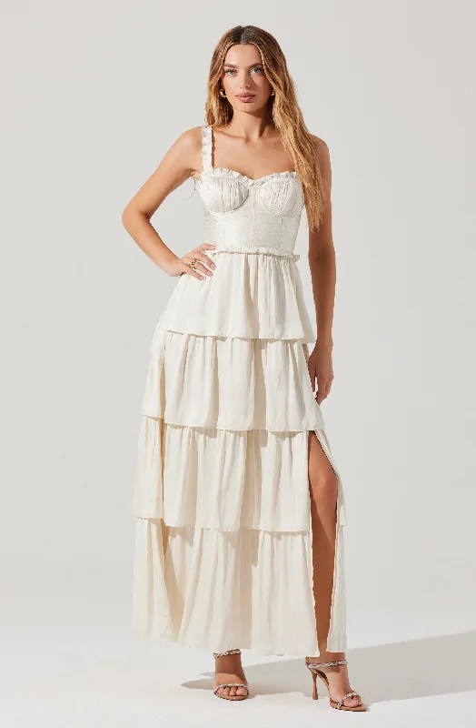 Tempany Tiered Bustier Maxi Dress Chic Boho Print Maxi Dress