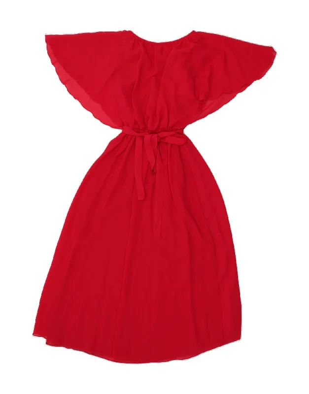 VINTAGE Womens Batwing Maxi Dress EU 36 XS Red Polyester Stylish Long Sleeve Maxi Dress VINTAGE Womens Batwing Maxi Dress EU 36 XS Red Polyester Stylish Long Sleeve Maxi Dress