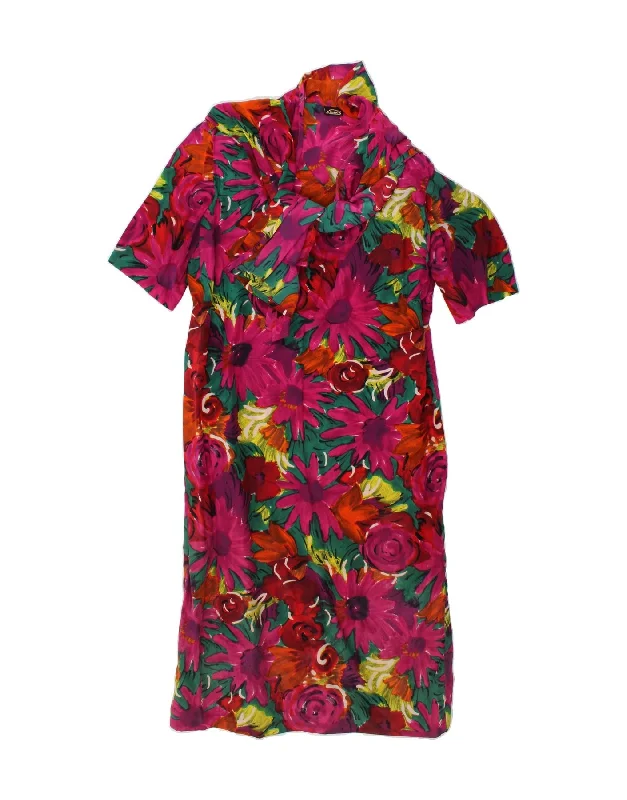 VINTAGE Womens Front Tie Maxi Dress IT 44 Medium Multicoloured Floral Silk Classic Strapless Maxi Dress
