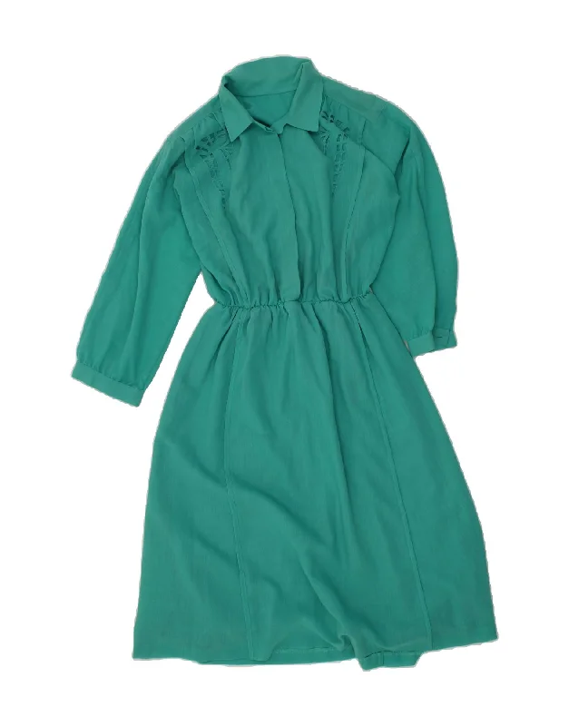 VINTAGE Womens Long Sleeve Maxi Dress UK 14 Medium Green Stylish Pleated A-Line Maxi Dress VINTAGE Womens Long Sleeve Maxi Dress UK 14 Medium Green Stylish Pleated A-Line Maxi Dress