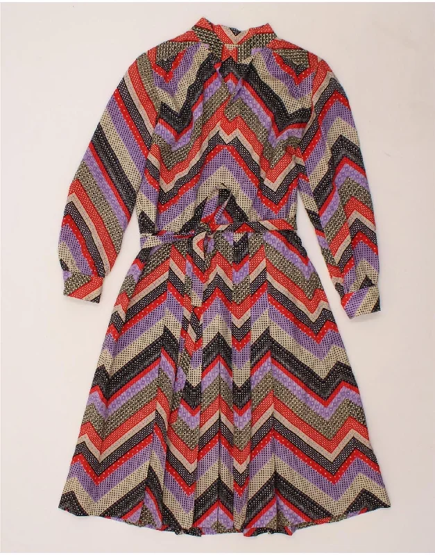 VINTAGE Womens Long Sleeve Maxi Dress UK 14 Medium Multicoloured Chevron Comfortable Long-Sleeve Maxi Dress VINTAGE Womens Long Sleeve Maxi Dress UK 14 Medium Multicoloured Chevron Comfortable Long-Sleeve Maxi Dress