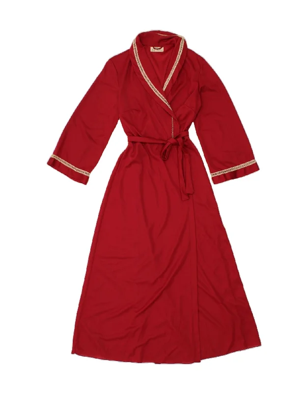 VINTAGE Womens Robe Wrap Dress UK 10 Small Red Elegant Maxi Wrap Dress