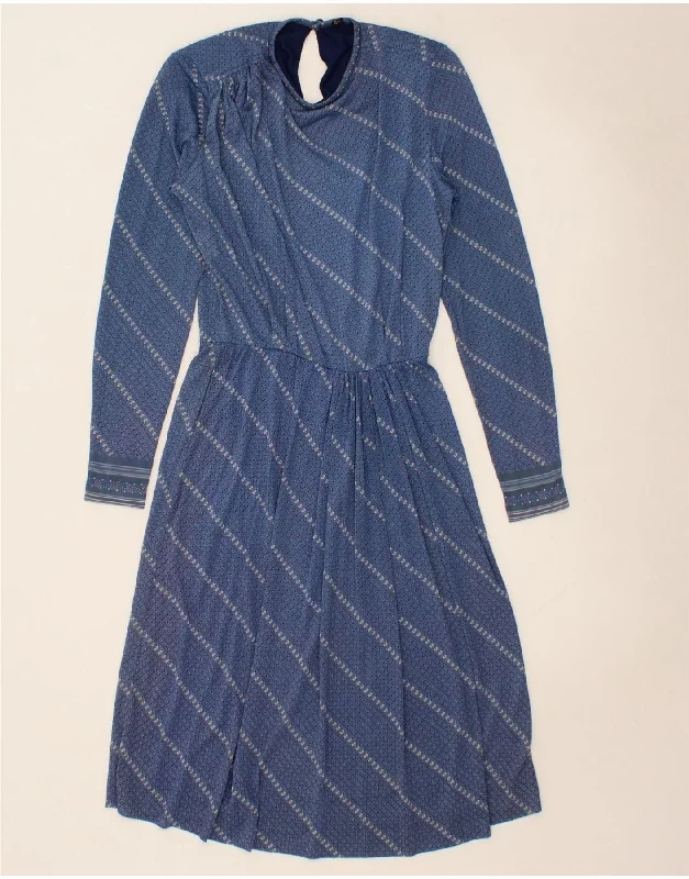 VINTAGE Womens See Through Long Sleeve Maxi Dress IT 42 Medium Blue Check Comfortable Bohemian Maxi Dress VINTAGE Womens See Through Long Sleeve Maxi Dress IT 42 Medium Blue Check Comfortable Bohemian Maxi Dress