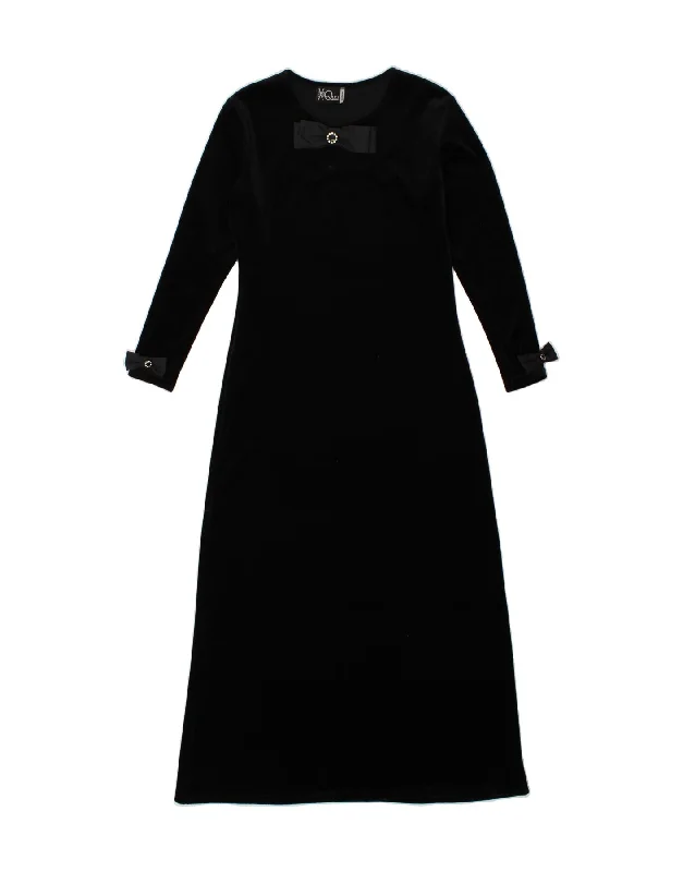 VINTAGE Womens Velvet Long Sleeve Maxi Dress UK 12 Medium Black Chic Summer Maxi Dress VINTAGE Womens Velvet Long Sleeve Maxi Dress UK 12 Medium Black Chic Summer Maxi Dress