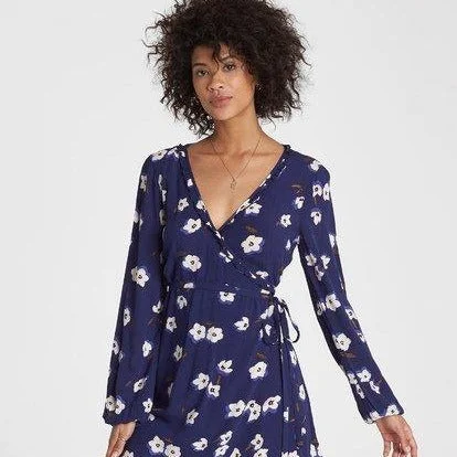 Billabong Ruffled Wrap Dress Cozy Casual Wrap Dress