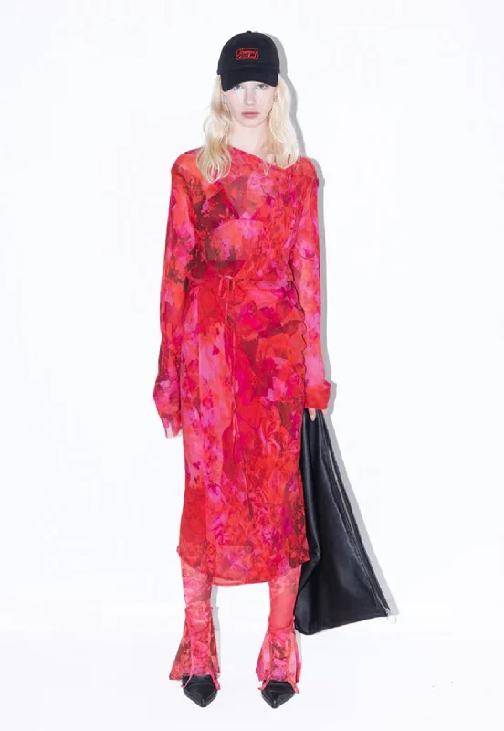 Trick With a Knife Silk Wrap Dress - Mudd Club Floral Trendy Ruffle Wrap Dress