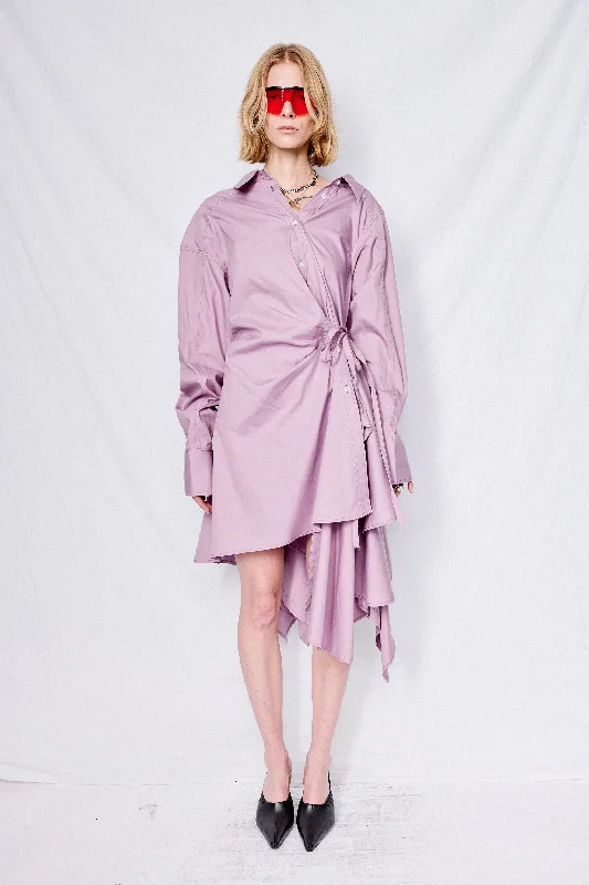 Mauve Wrap Dress Fashionable Wrap Dress with Lining