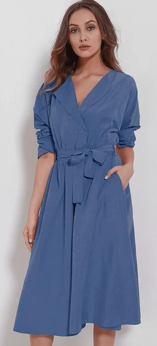 THE SADIE SUEDE WRAP DRESS Trendy Wrap Dress with V-neck