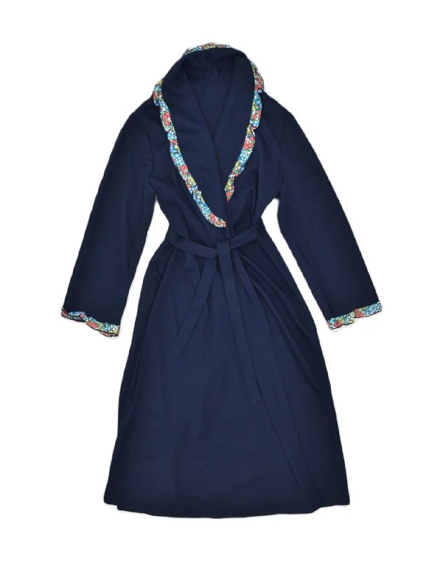 VINTAGE Womens Robe Wrap Dress IT 52/54 2XL Navy Blue Acrylic Fashionable Fitted Wrap Dress