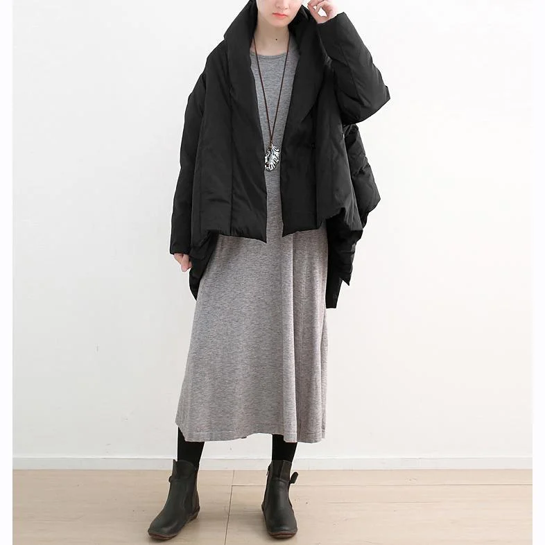 2018 black down coat plus size high neck pockets down overcoat thick asymmetric trench coat Timeless Wool Coat