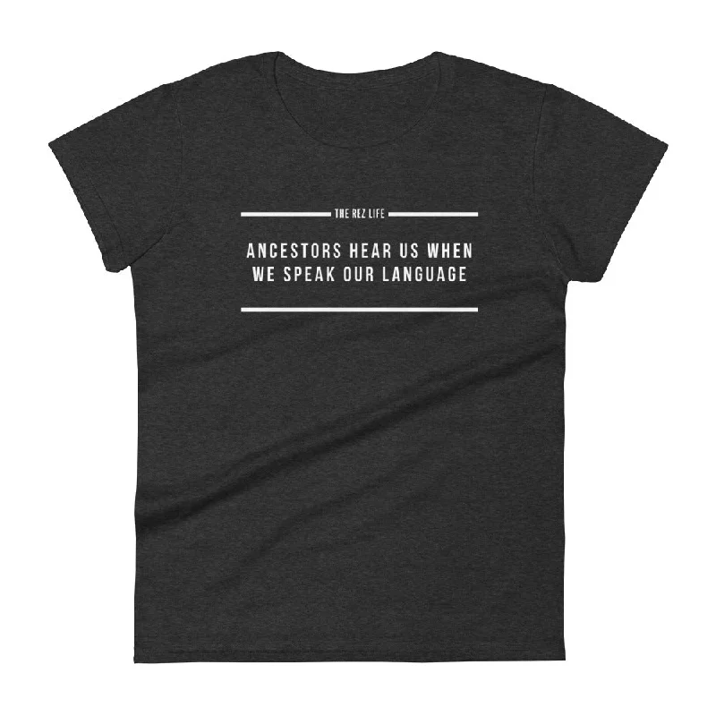 Ancestors Hear Us When We Speak Our Language Women's Tee Polka Dot Checkered Tartan