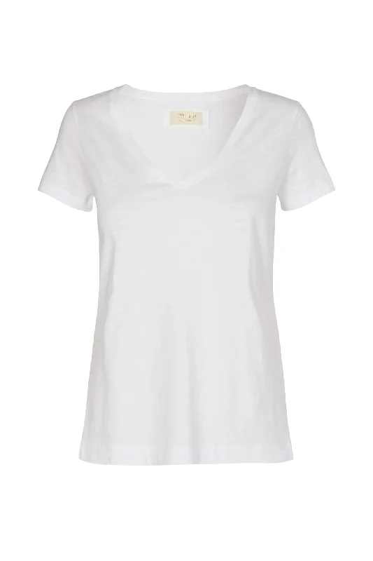 Mos Mosh Arden White Organic V Neck T-Shirt Casual Formal Business