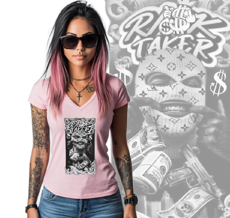 Art Society RISK TAKERS WOMENS TEE PINK Anti-Shrink Durable Soft