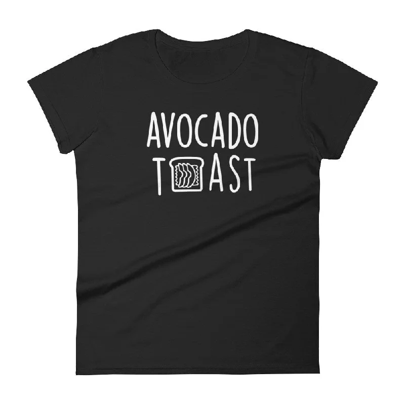 Avocado Toast: Black Ladies T-Shirt Knit Fabric Woven Fabric Fleece Fabric