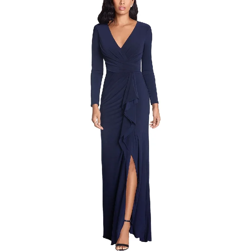 Betsy & Adam Womens Petites Surplice Long Evening Dress Tunics Long Elegant