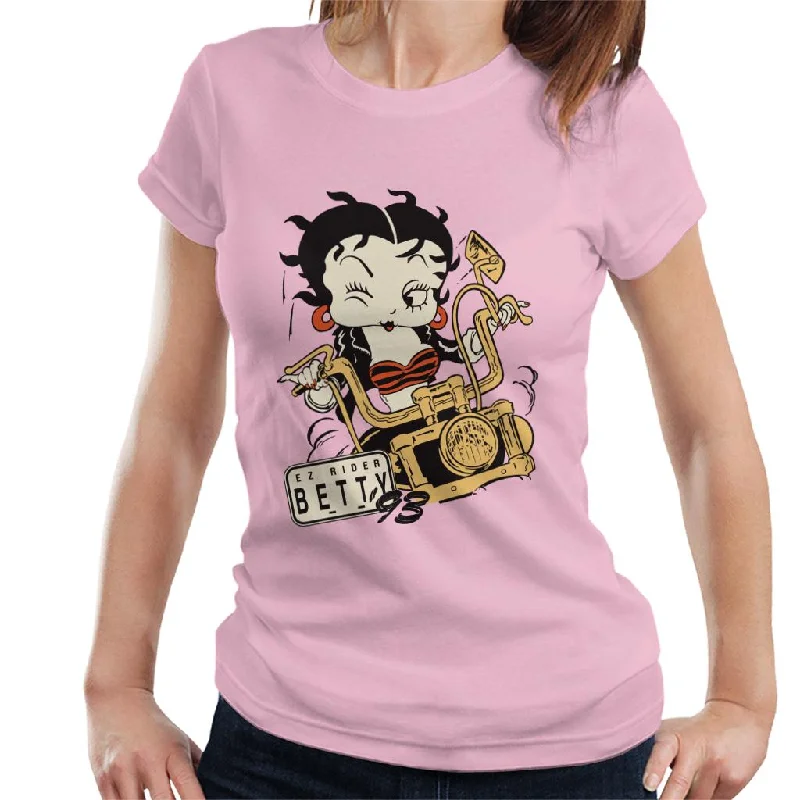 Betty Boop Ez Rider Betty Women's T-Shirt Striped Floral Plaid