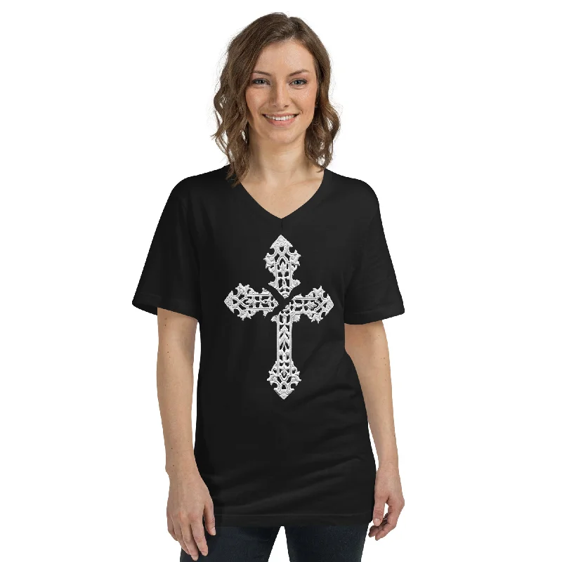 Broken Holy Cross Women’s Short Sleeve V-Neck T-Shirt Collared Crew Neck Turtle Neck Broken Holy Cross Women’s Short Sleeve V-Neck T-Shirt Collared Crew Neck Turtle Neck