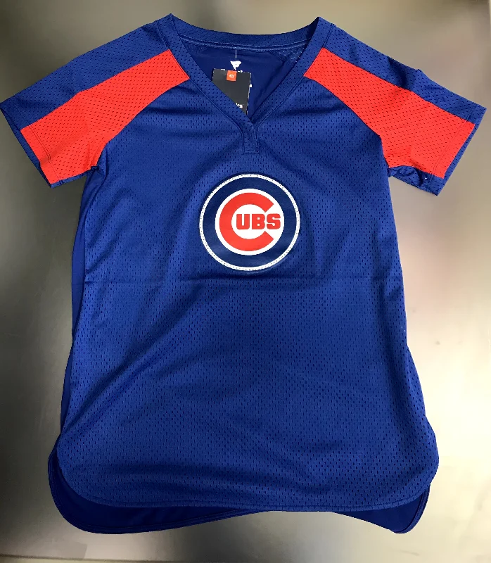 Chicago Cubs MLB Women  Fanatics Jersey Mesh T-shirt Iron Safe Non-Iron Wrinkle Free