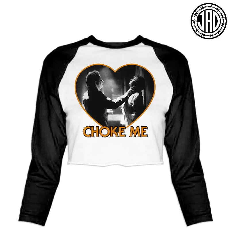 Choke Me Mike - Women's Cropped Baseball Tee Thin T-Shirt Open Front Quick Dry
