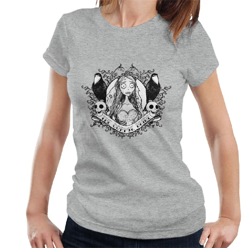 Corpse Bride Halloween Skulls Women's T-Shirt Rayon Velvet Corduroy