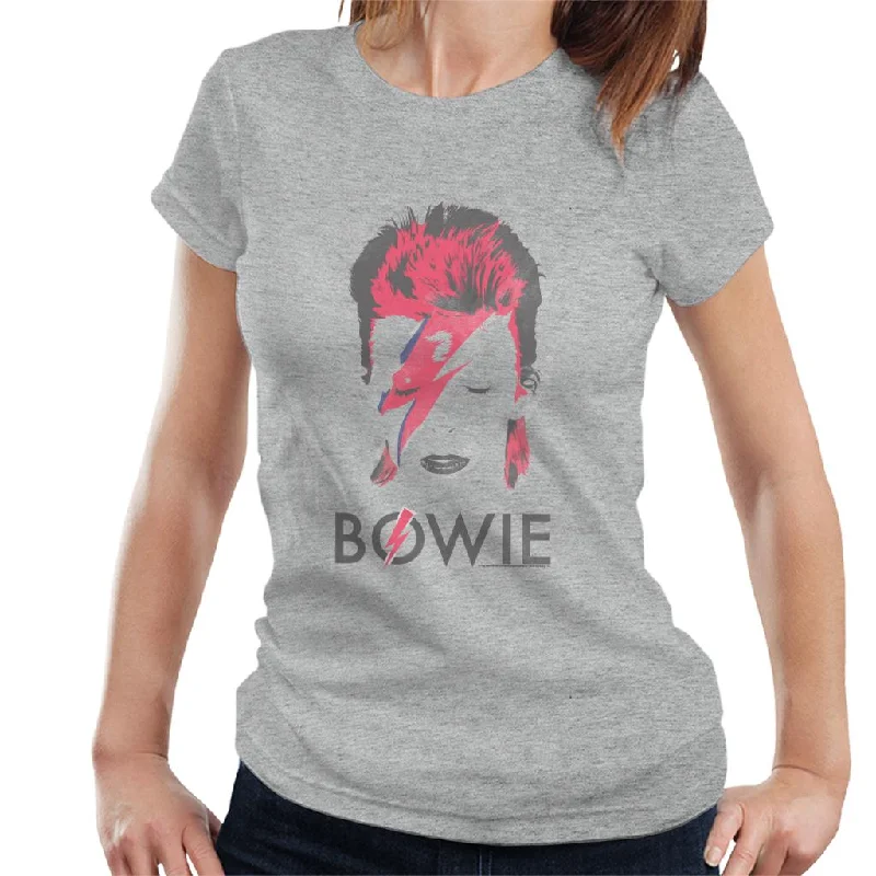 David Bowie Aladdin Sane Album Cover Women's T-Shirt V-Neck T-Shirt Long Sleeve Cotton David Bowie Aladdin Sane Album Cover Women's T-Shirt V-Neck T-Shirt Long Sleeve Cotton