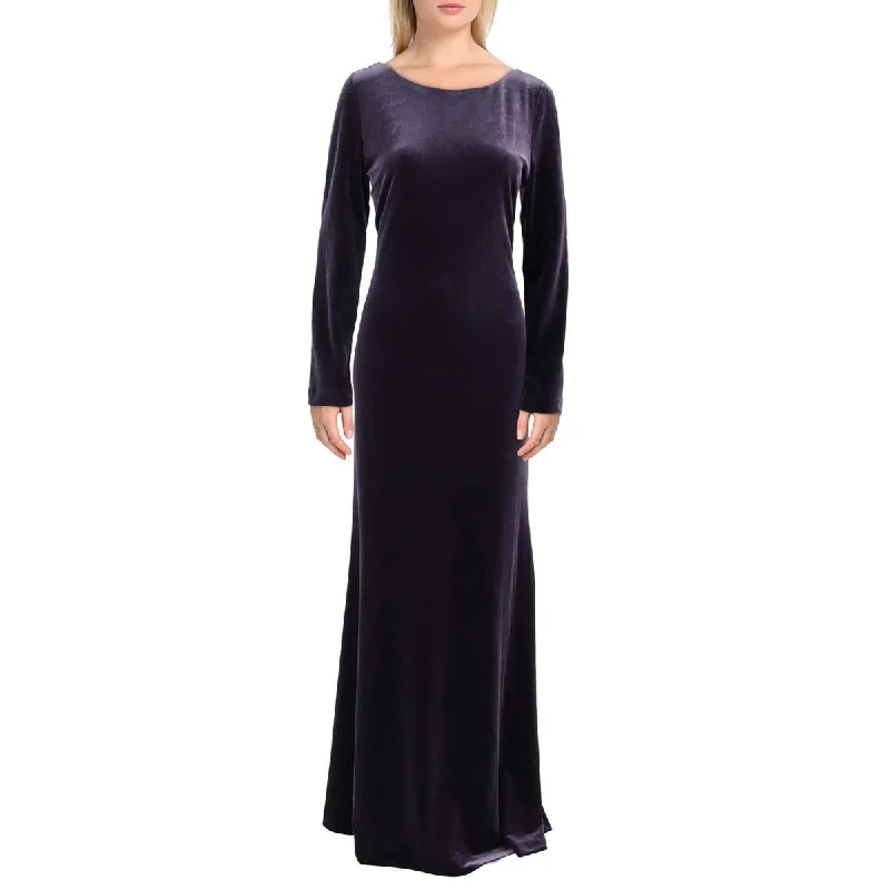 Donna Karan Womens Velvet Embellished Evening Dress Lace Sexy Club