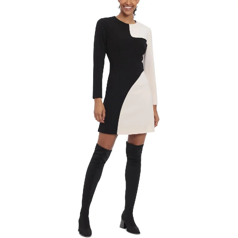 Donna Morgan Womens Colorblock Long Sleeve Cocktail And Party Dress Tunics Sale discount