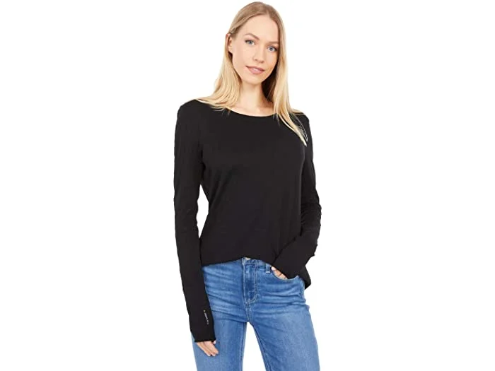 Dylan Long Sleeve Vintage Soft Slub Tee Black Chenille Fabric Brocade Fabric Lace Fabric