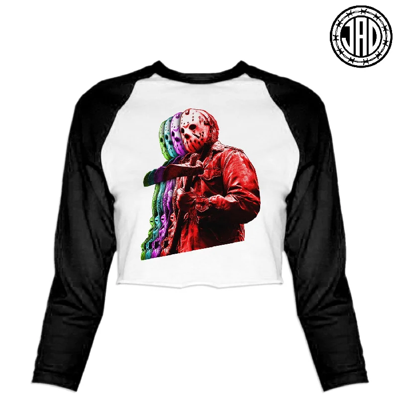 13 Layers - Women's Cropped Baseball Tee Mesh Canvas Denim