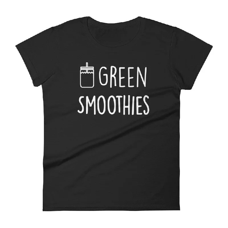 Green Smoothies: Black Ladies T-Shirt Mesh Blend Leather Blend Suede Blend