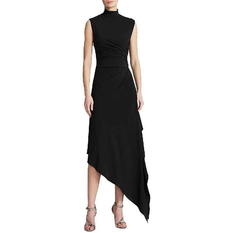 Halston Womens Layla Midi Drapey Cocktail And Party Dress Tunics Bridal satin