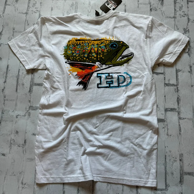 Hammer Down “Trout” Short Sleeve T-shirt - White Cashmere Blend Cotton Blend Poly Blend